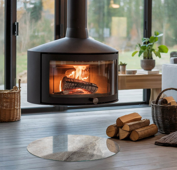 Redonda placa de protección para estufa Patrón de piedra natural