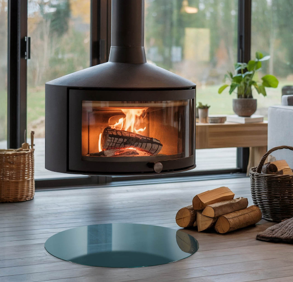 Redonda placa de vidrio para chimenea Color del mar