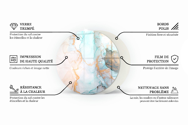 Redonda placa de vidrio para chimenea Color gris