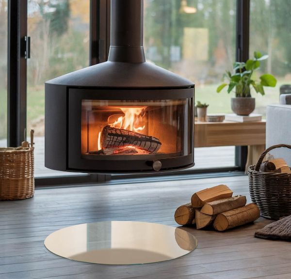 Redonda placa de vidrio para chimenea Color beige