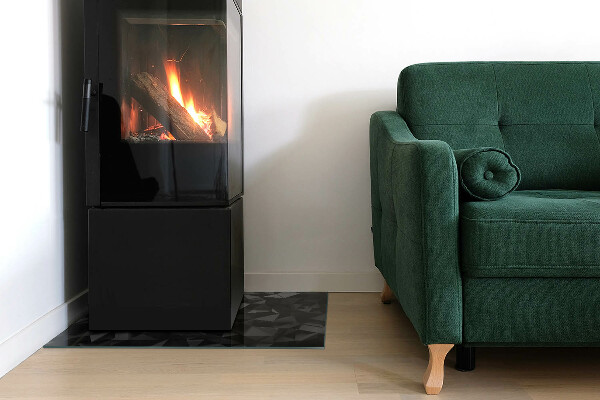 Rectangulare placa protección suelo estufa geometría tridimensional