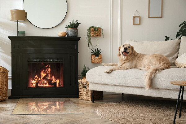 Rectangulare protector suelo para estufa de leña Textura de piedra natural