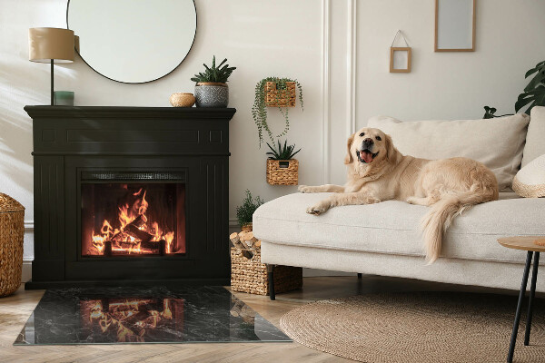 Rectangulare placa protección suelo estufa Elegante patrón de mármol