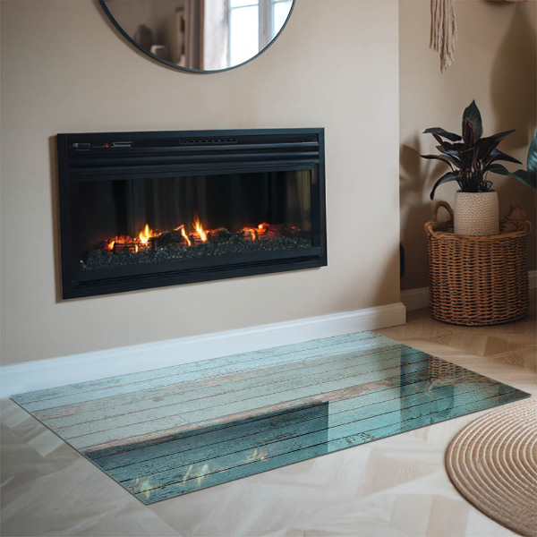 Rectangulare protector suelo para estufa de leña Tablas de estilo rústico