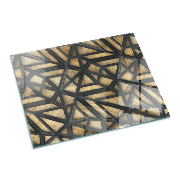 Rectangulare protector suelo para estufa de leña Geometría con madera