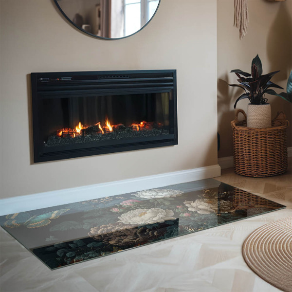 Rectangulare protector de suelo para estufa Patrón floral con mariposas