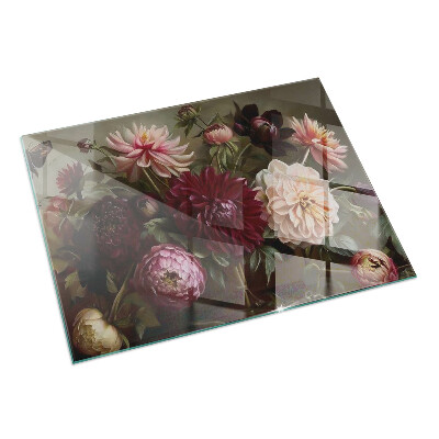 Rectangulare placa protección suelo estufa Ramo de flores en detalle