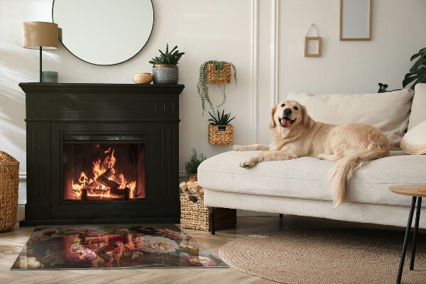 Rectangulare placa protección suelo estufa Ramo de flores en detalle