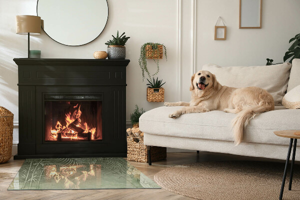 Rectangulare protector de suelo para estufa Hojas tropicales al fondo