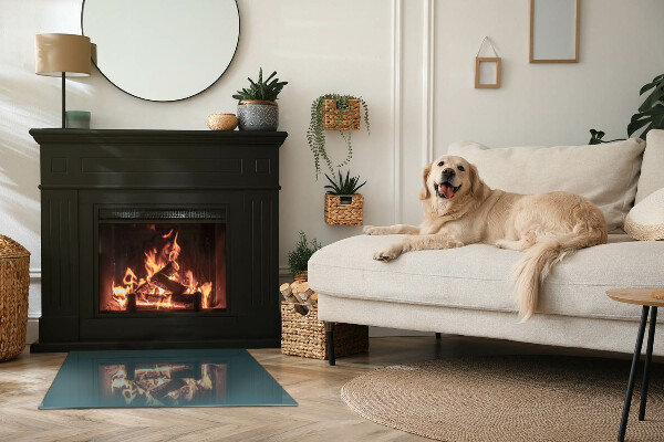 Rectangulare protector suelo para estufa de leña Color del mar