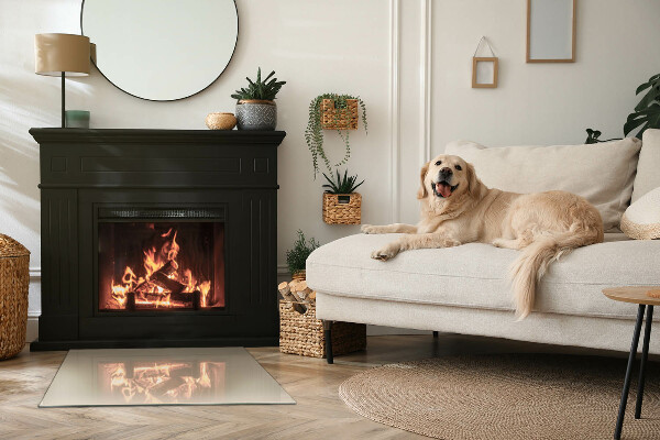 Rectangulare protector suelo para estufa de leña Color beige