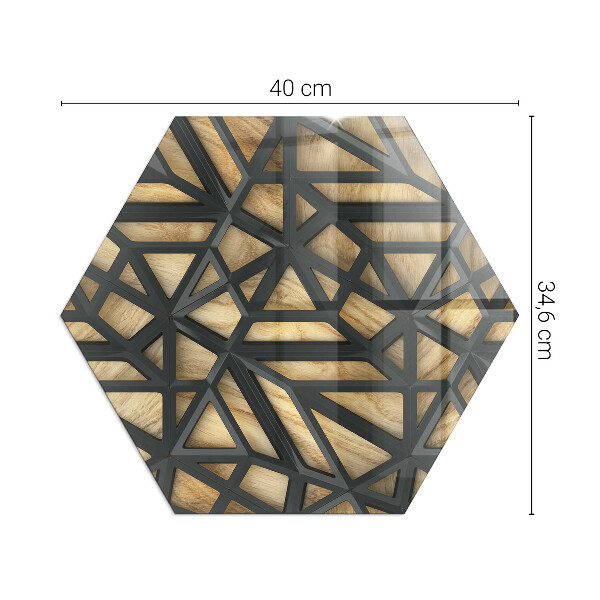 Hexagonale placa de vidrio para chimenea Geometría con madera