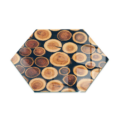 Hexagonale placa de vidrio para chimenea Caja con madera cortada