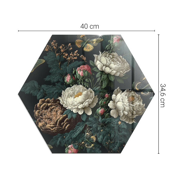 Hexagonale placa protectora suelo estufa Patrón floral con mariposas