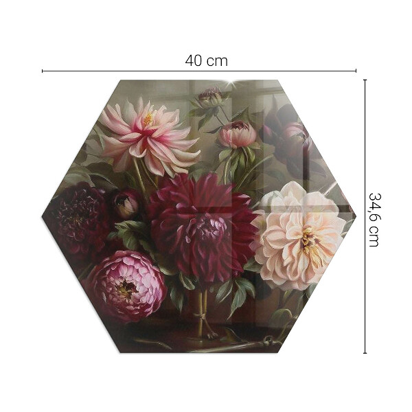 Hexagonale placa de protección para estufa Ramo de flores en detalle