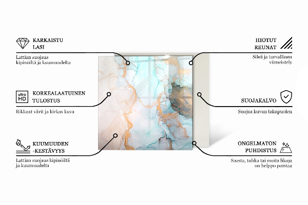 Hexagonale placa de vidrio para chimenea Color del mar