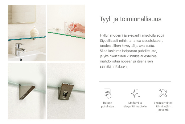 Estante de cristal translúcido para baño de 60x13 cm