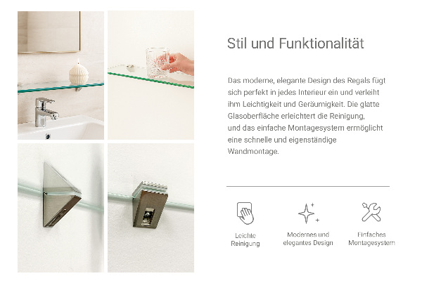 Estante mural de vidrio templado 100x13 cm