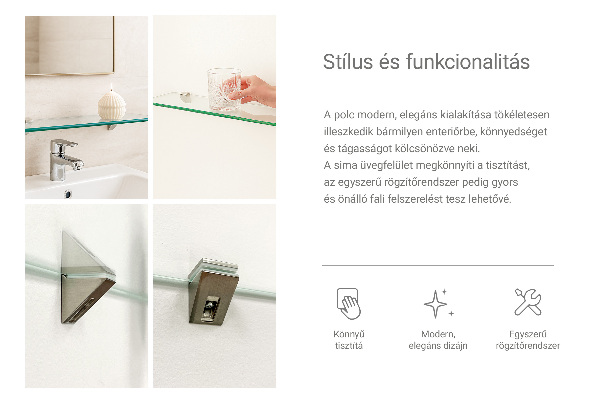 Repisa de pared de cristal 40x13 cm