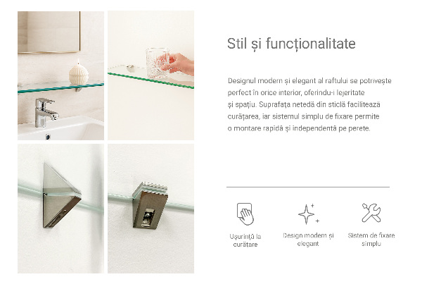 Repisa de pared de cristal 50x13 cm