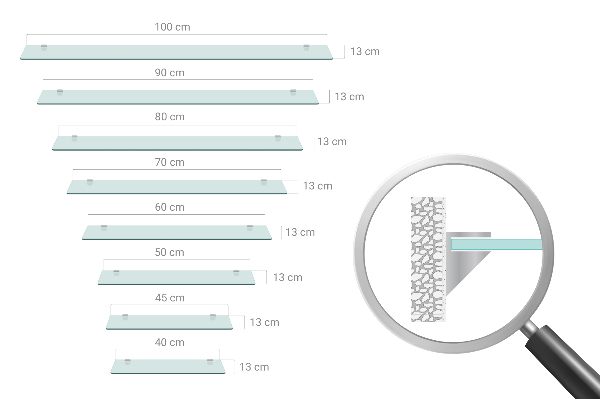 Repisa de pared de cristal 90x13 cm