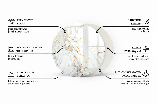 Tablero redondo para mesa Negro sólido elegante