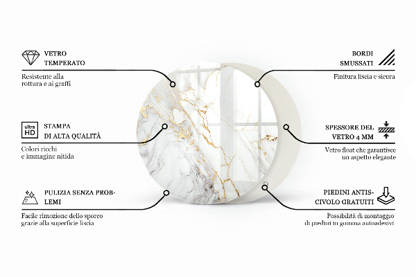 Tablero redondo para mesa Negro sólido elegante