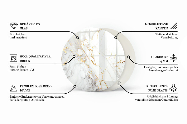 Tablero redondo para mesa Composición gráfica de mármol