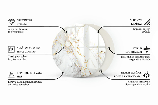 Tablero redondo para mesa Composición gráfica de mármol