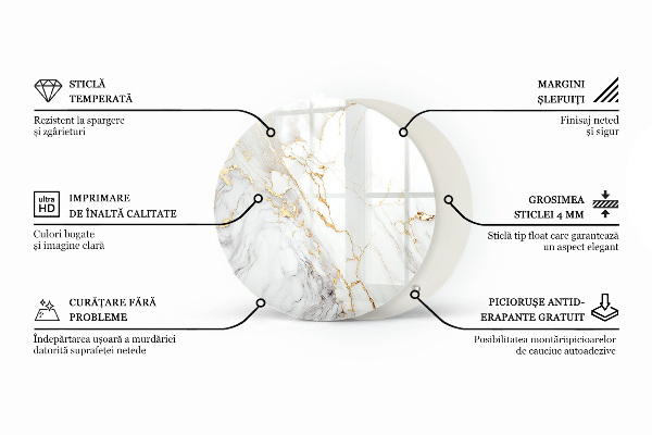 Tablero redondo para mesa Composición gráfica de mármol