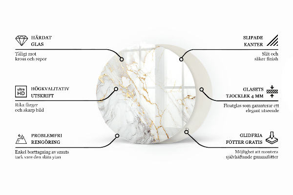 Tablero redondo para mesa Composición gráfica de mármol