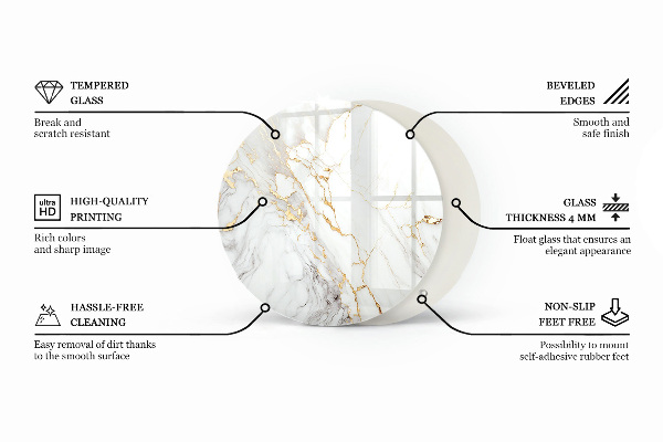 Tablero redondo para mesa Composición gráfica de mármol
