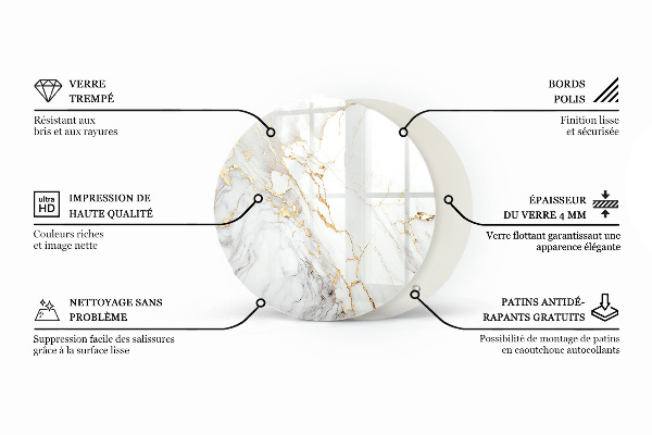 Tablero redondo para mesa Mosaicos decorativos con detalles