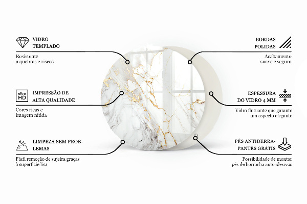 Tablero redondo para mesa Mármol con vetas delicadas
