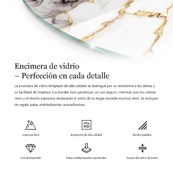 Tablero redondo para mesa Vetas de mármol en el diseño