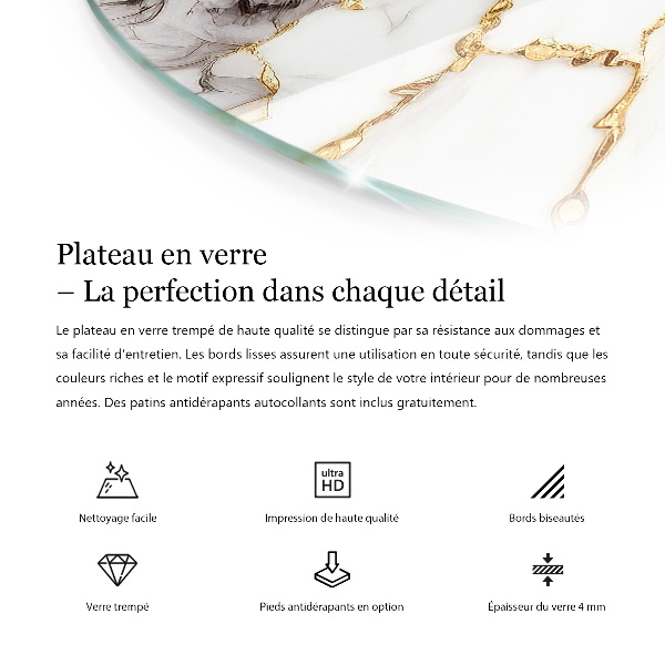 Tablero redondo para mesa Patrón que imita el mármol