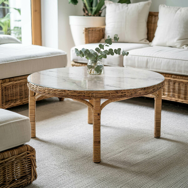 Tablero redondo para mesa Patrón que imita el mármol