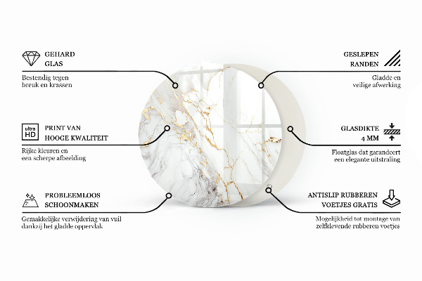 Tablero redondo para mesa Patrón que imita el mármol