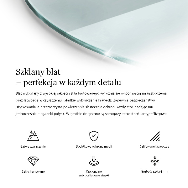 Tablero mesa redonda transparente