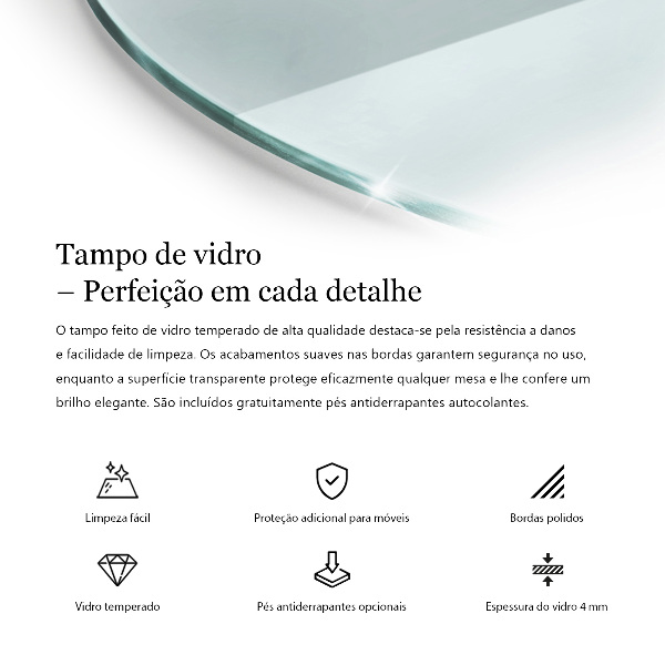 Tablero mesa redonda transparente