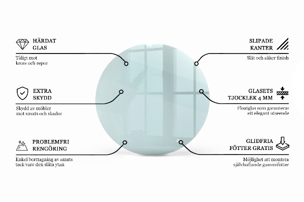 Tablero mesa redonda transparente