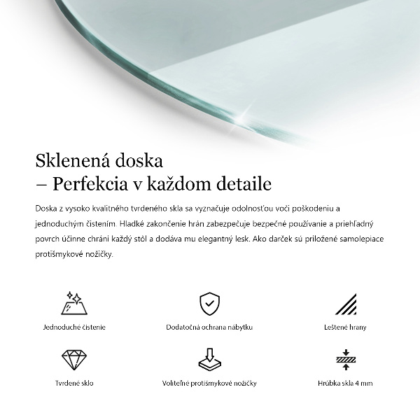 Tablero mesa redonda transparente