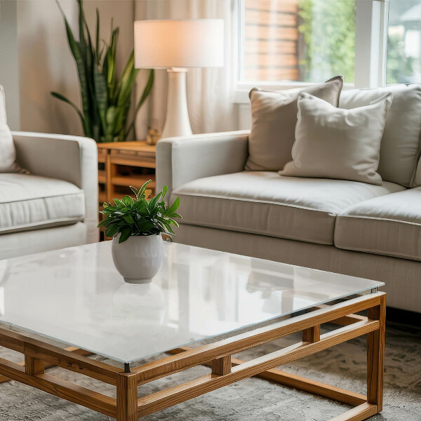 Tablero vidrio mesa rectangular Blanco puro