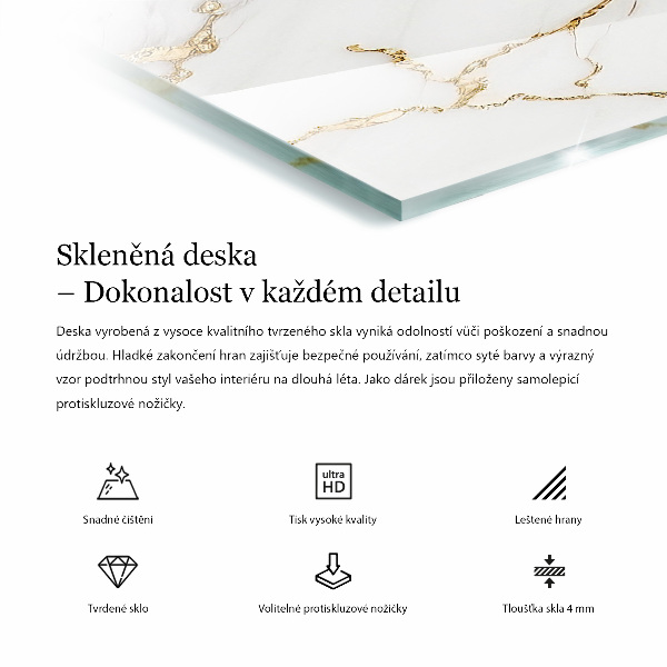 Tablero vidrio mesa rectangular Blanco puro