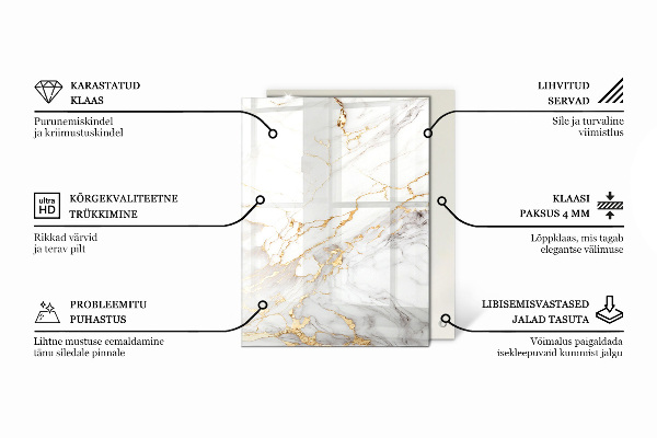 Tablero vidrio mesa rectangular Blanco puro