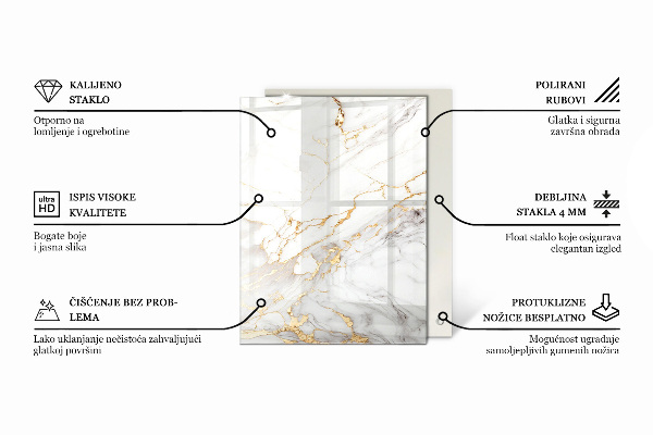 Tablero vidrio mesa rectangular Blanco puro