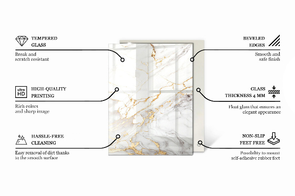 Tablero vidrio mesa rectangular Blanco puro