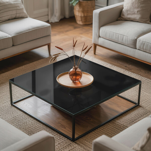 Tablero vidrio mesa rectangular Negro sólido elegante