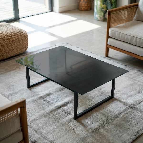 Tablero vidrio mesa rectangular Negro sólido elegante