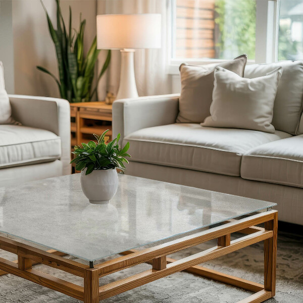 Tablero vidrio mesa rectangular Arañazos en la superficie del hormigón